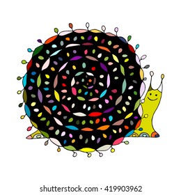 Art snail, ornate zentangle style for your design