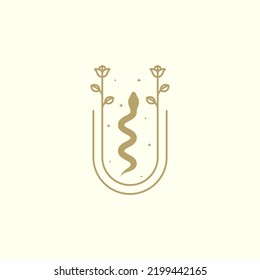 art snakes with foliage logo design