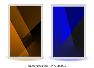 The art of spatial visuals and color tones. Set of two images of black captivating color complemented by colorful color and visual cuts full vector project