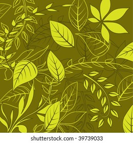 fondo floral de primavera artística en colores verde y amarillo