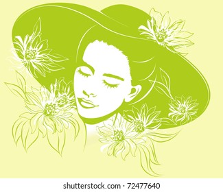 art spring girl with flowers. vector illustration