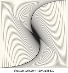 Art square illustration. Geometric lines abstract background. Swirl optical illusion.