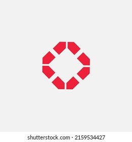 Art square logo with arrows. Abstract letter O.
