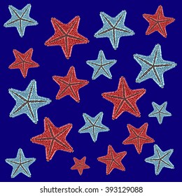 Art starfish back pattern bllue