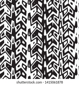 art striped,  geometric  Seamless ethnic   pattern of black  on white silk. Ikat seamless pattern. Vector print with stripes and chevron. textured japanese background. 
