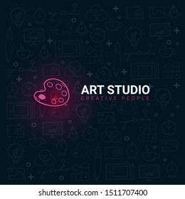 Art Studio. Background with doodle design elements