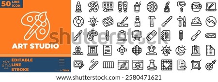 Art Studio Line Editable Icons set. Vector illustration in modern thin line style of art studio icons: print, color, brush, etc