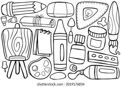 art studio object in doodle style