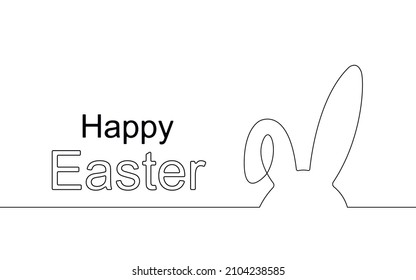 Tarjeta de Semana Santa estilo Art con conejito y letras felices de Pascua. Ilustración vectorial.