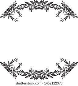Art style modern, with drawing flower and leaves, unique frame. Vector