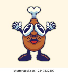 art style vector fried chicken character