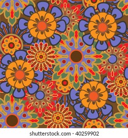 estilización artística damasco patrón floral sin costuras, fondo vibrante