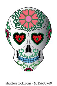Art Sugar Skull Day of the dead. Hand drawing and make graphic vector.