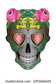 Art Sugar Skull Day of the dead. Hand painting and make graphic vector.