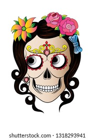 Art Sugar Skull Day of the dead. Hand drawing and make graphic vector.