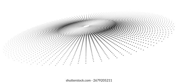 Fundo do sol da arte. Ícone ou logotipo com linhas pontilhadas em meio-tom. Forma preta sobre um fundo branco.