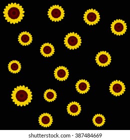 Art sunflower back pattern black