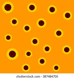 Art sunflower back pattern orange