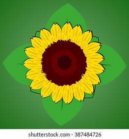 Art sunflower flat vector