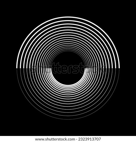 Art sunset background. Tattoo template or logo with lines. Abstract art circle symbol or icon.