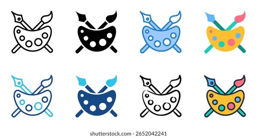 Art supplies icon set multiple style collection 
