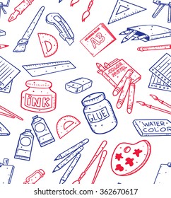 Art supplies seamless background