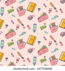 Art supplies set seamless background