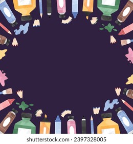 Art Supplies Stationery Frame Background