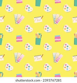 Art Supplies Stationery Seamless Pattern