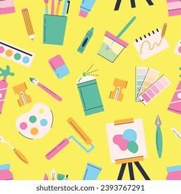 Art Supplies Stationery Seamless Pattern