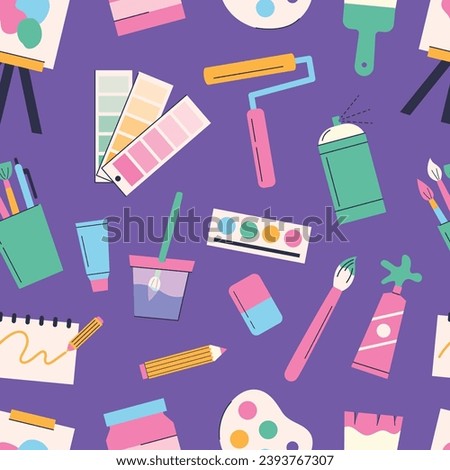 Art Supplies Stationery Seamless Pattern