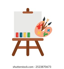 Art supplies. Vector illustration in flat style. Drawing tools, objects.