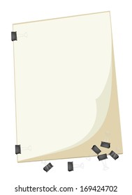 Art Supply, Binder Clips Laying on Art Board or Artist Clipboard with Copy Space for Writing or Sketch and Draw A Picture. 