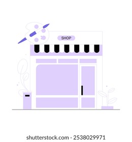 Art Supply Shop Exterior In Flat Vector Illustration Symbolizing Creativity, Retail, And Shopping, Isolated On White Background