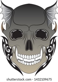 Art Surreal Skull Tattoo. Hand drawing and make graphic vector.