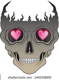 Art Surreal Skull.Hand drawing and make graphic vector.