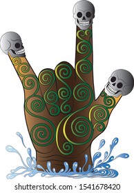 Art Symbol Hand Mix Skulls.Hand drawing and make graphic vector.