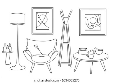 Art Table Sofa and Unique Lamp