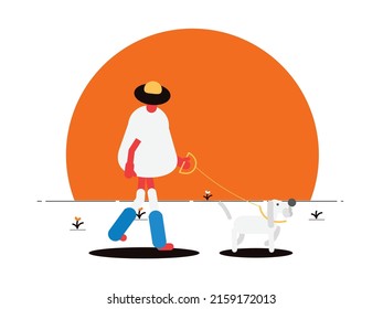 A art of a taking the doggy out