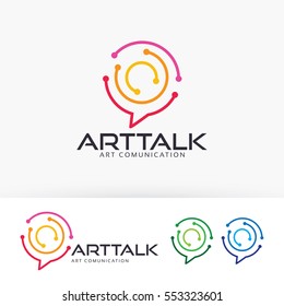 Art Talk, abstrato, tecnologia, design, blog, arte, estúdio, rede, internet, digital. Modelo de logotipo vetorial