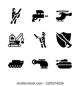 art, tank top, design and dust icons in War vector set. Graphics for web and design