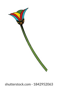 Art tattoo picture of flower. Colorful tattoo. Ancient Egypt mythology. Ancient civilization art design. Cartoon vector illustration