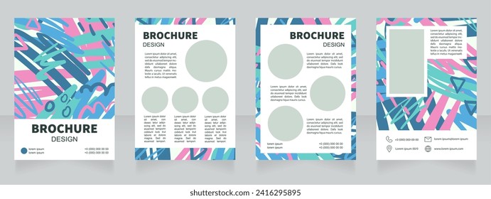 Art technique skills development blank brochure design. Template set with copy space for text. Premade corporate reports collection. Editable 4 paper pages. Source Sans, Myriad Pro, Arial fonts used