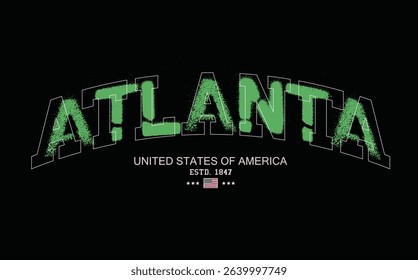 Art Tee, slogan tee, ATLANTA urban street style typography with graffiti spray effect. ATLANTA text graffiti, typography college varsity USA state slogan print. t shirt graphics print.eps8