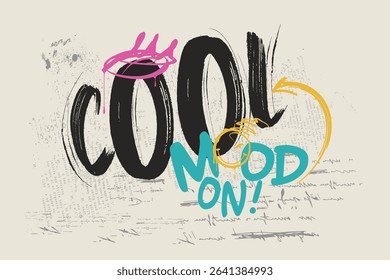 art Tee, tees, graffiti slogan print with neon spray, t shirt graphics print vector illustration design, Urban typography hipster street art for graphic t- shirt or sweatshirt.eps8