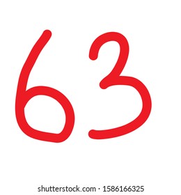 art text number 63 English vector
