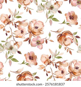 art textile design ,flora flower leaf abstract,watercolor effect ,pattern repeats, effect , fabric colors digital print ,summer