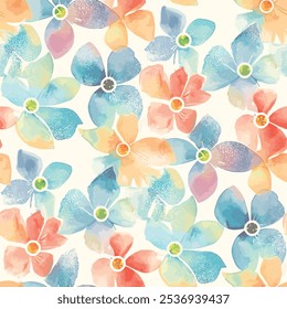 art textile design,flower abstract,watercolor effect, pattern  repeat ,colors botanical ,print digital, summer