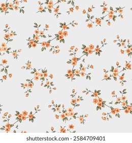 art textile design,small flowers leaf stems,botanic pattern allover,abstract repeats seamless colors ,fabric wrapper print ,summer