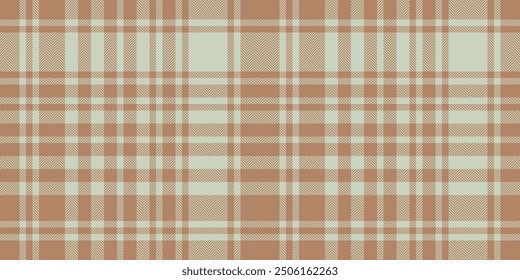 Art textile seamless pattern, checking tartan vector background. Backdrop plaid fabric check texture in orange and light colors palette.